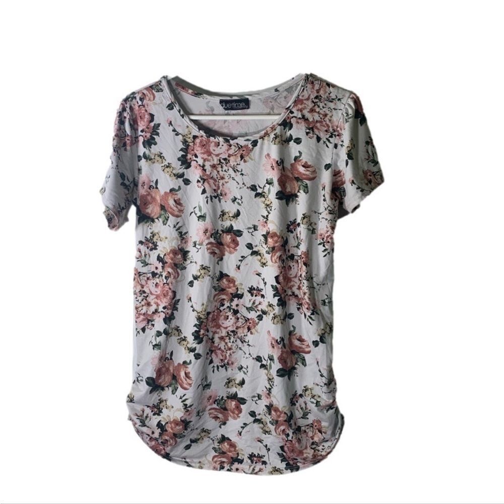 DueTime Medium White Floral Maternity‎ Top
